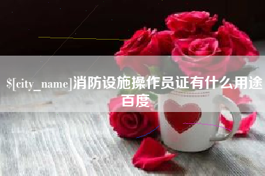广州消防设施操作员证有什么用途百度
