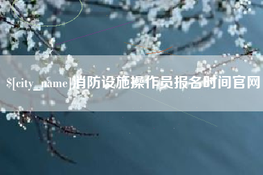 广州消防设施操作员报名时间官网
