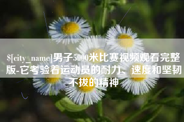 广州男子5000米比赛视频观看完整版-它考验着运动员的耐力、速度和坚韧不拔的精神