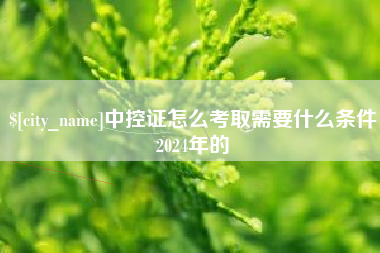 广州中控证怎么考取需要什么条件2024年的